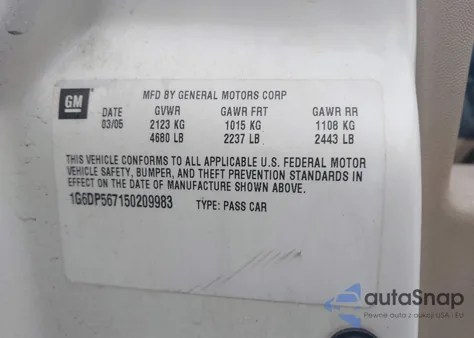 2005 Cadillac Cts Standard z USA, uszkodzony, nr VIN 1G6DP567150209983